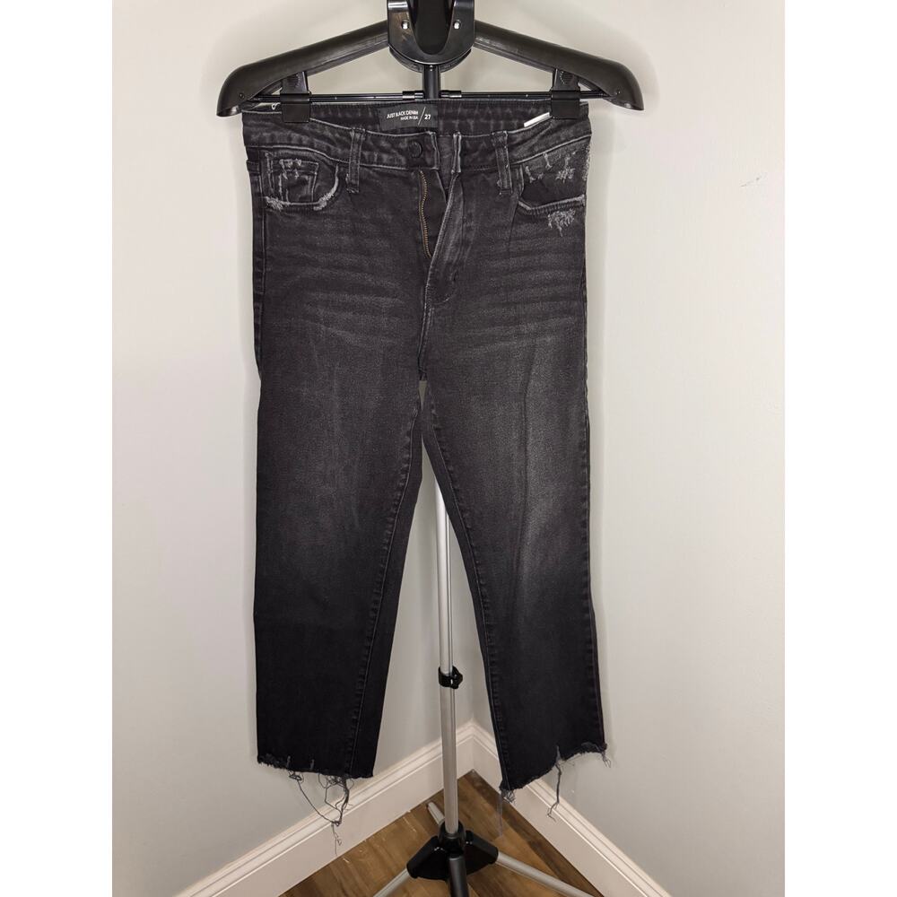 Just Black Denim Women’s High Rise Skinny Jeans Black Size 27 Raw Hem